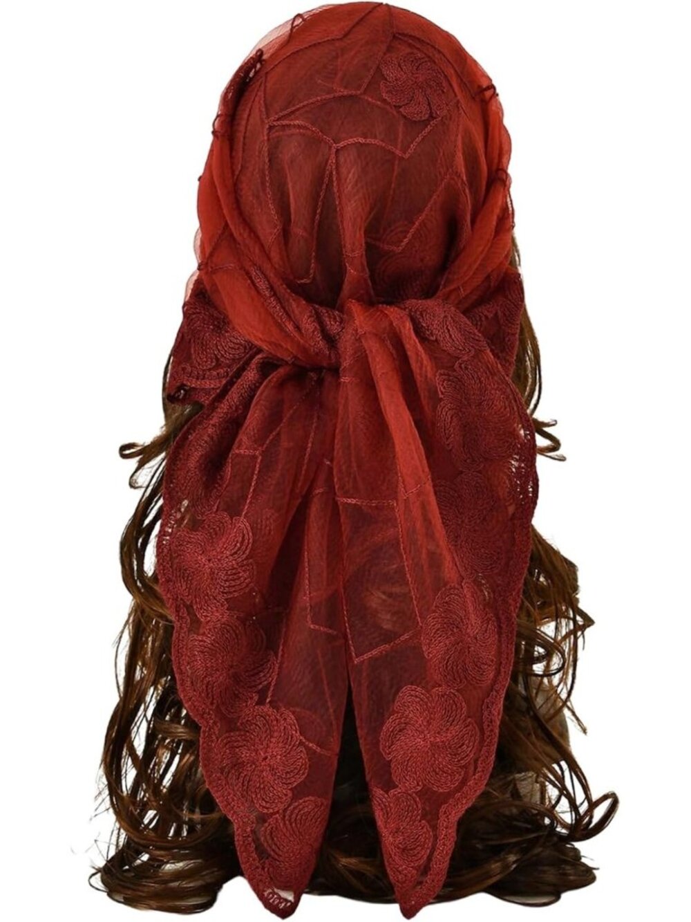 Flower Embroidery Sheer Lace Hair Scarf | Stylish Bandana for Women